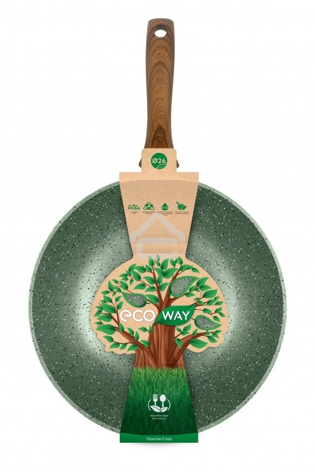 Сковорода вок 26 НЕВА МЕТАЛЛ ПОСУДА EW3126 ECO WAY н/р