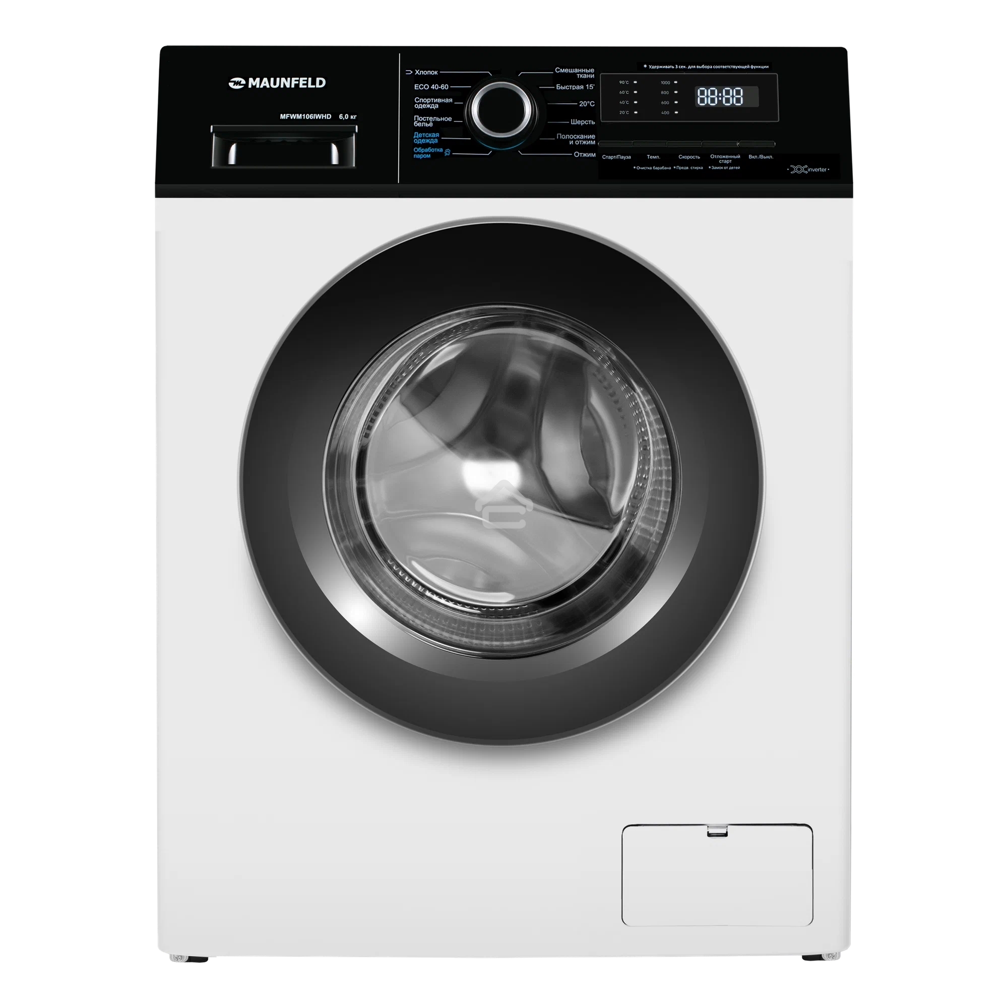 Стиральная машина Maunfeld MFWM106IWHD белый, фронтальная загрузка 6кг, 1200 об/мин, класс А+++
