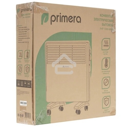 Конвектор электрический Primera PHP-1000-MWB, белый, 1000 Вт, 15 м2, термостат