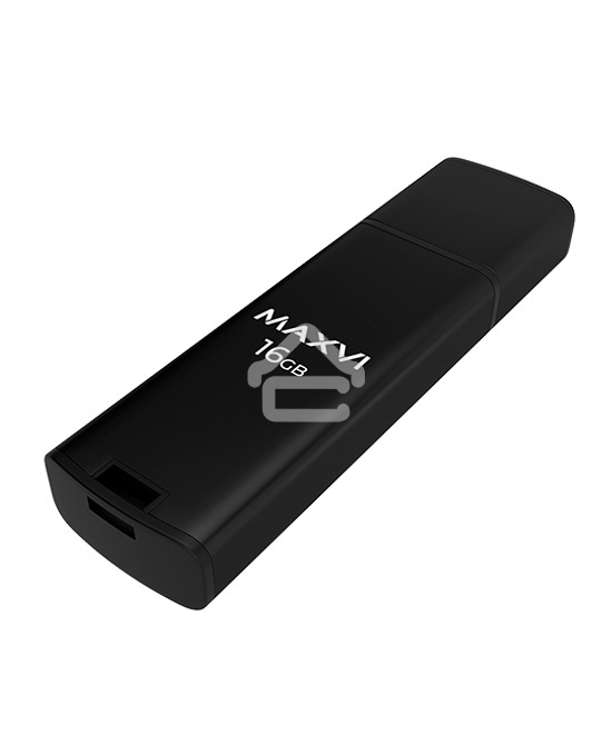 Флешка USB R/W Maxvi MP2 16GB USB 2.0 black, монолит с колпачком, ABS пластик + металл