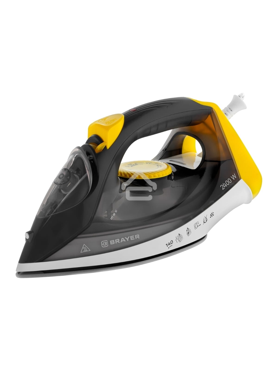 Утюг BRAYER BR4003GY, 2400 Вт, керамическое покрытие, пар 140 г/мин, антикапля, разбрызгивание, 330 мл, самоотчистка