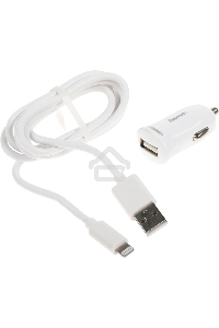 Комплект зарядное устройство Hama H-183266 2.4A для Apple кабель Apple Lightning белый