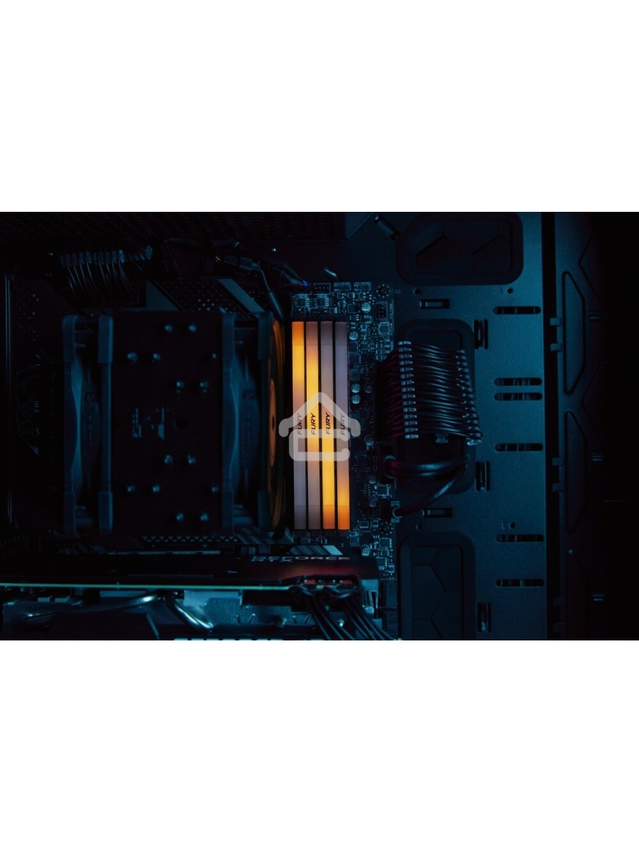 Оперативная память Kingston Fury Renegade, DDR4, 16GB (1x16GB), 3200MHz, CL16, DIMM, с радиатором, RGB, серебристый/черный