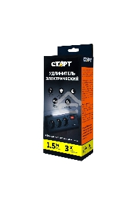 Удлинитель сетевой СТАРТ S 3x1 ZDV 2USB-- 12, 3 розетки, до 16А, 2xUSB, 1.5м, с заземлением, кнопка включения, функцией ночника, защитными шторками от детей, белый