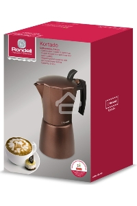 Кофеварка гейзерная Rondell Kortado RDA-399, 0.45л, алюминий, коричневый