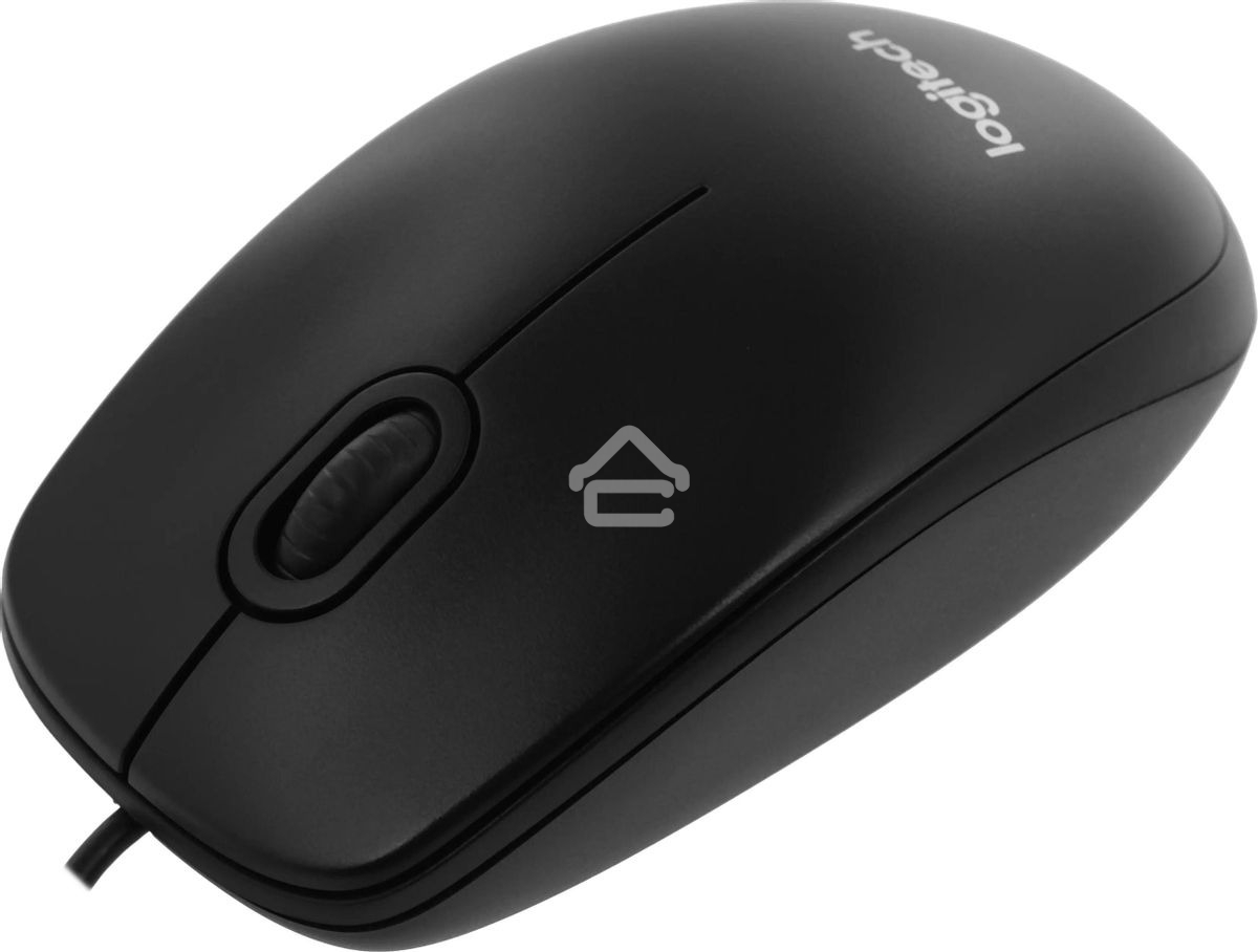 Мышь проводная Logitech B100 черный, 1000 dpi, USB, кнопки - 3