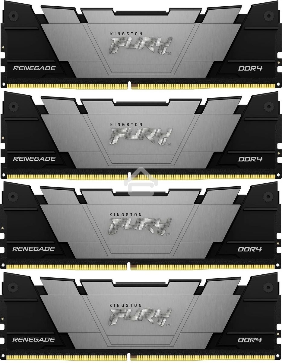 Оперативная память Kingston Fury Renegade, 64GB (4x16GB), DDR4, 3600MHz, CL16, DIMM, с радиаторами, серый/черный