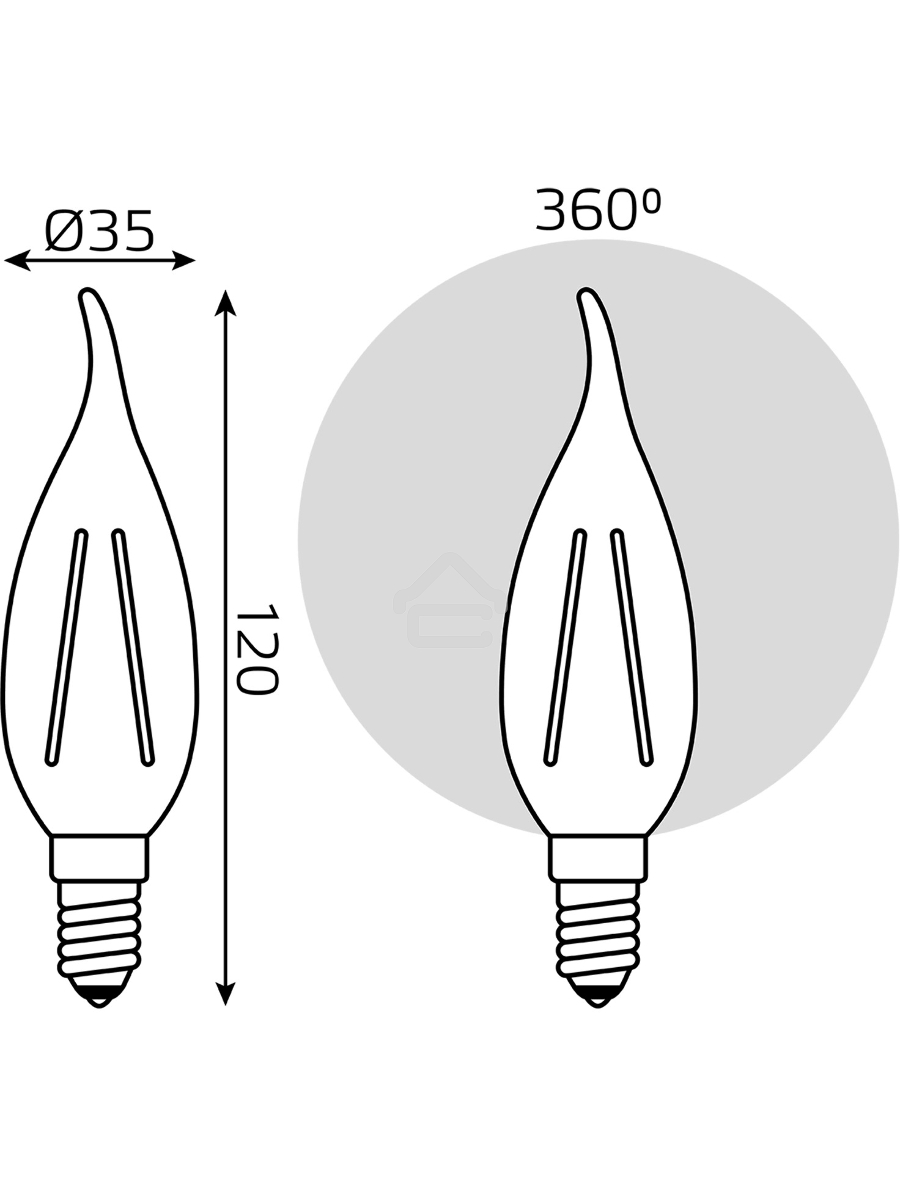 Лампа филам. Gauss Filament 12Вт цок.:E14 свеча св.свеч.бел.теп. (упак.:10шт) (42112)