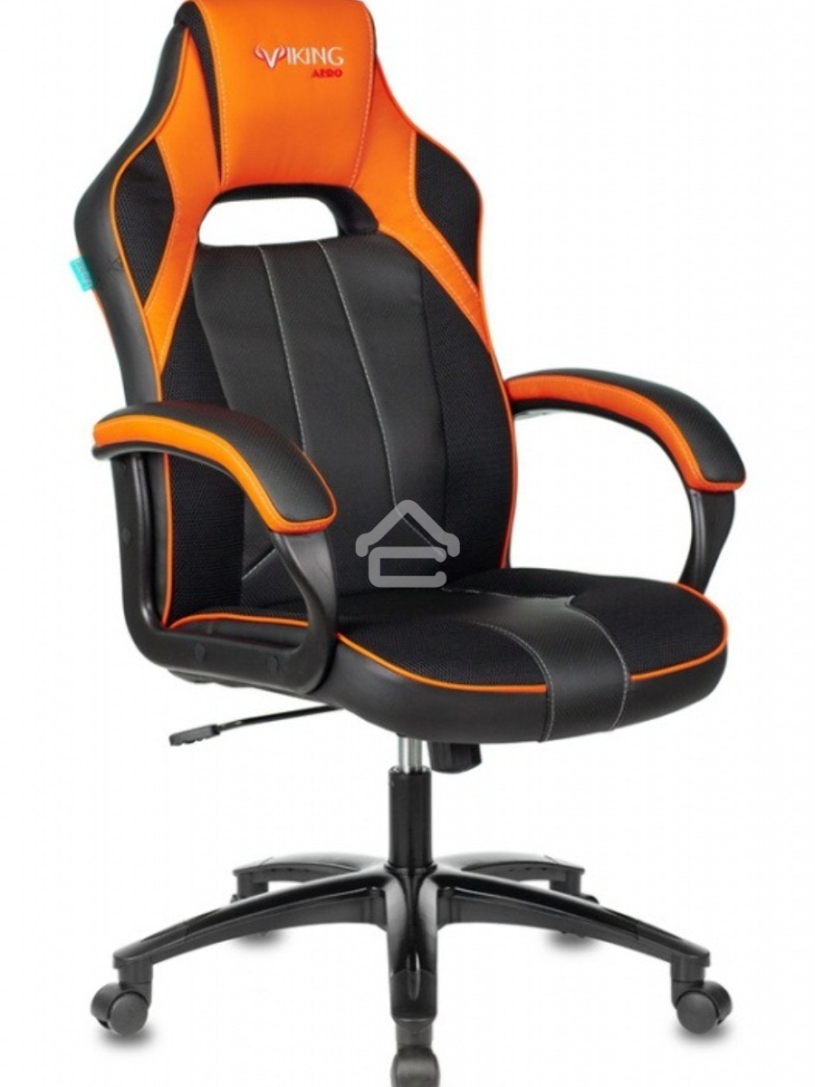 Кресло игровое Бюрократ VIKING 2 AERO ORANGE черный/оранжевый, искусст.кожа/ткань