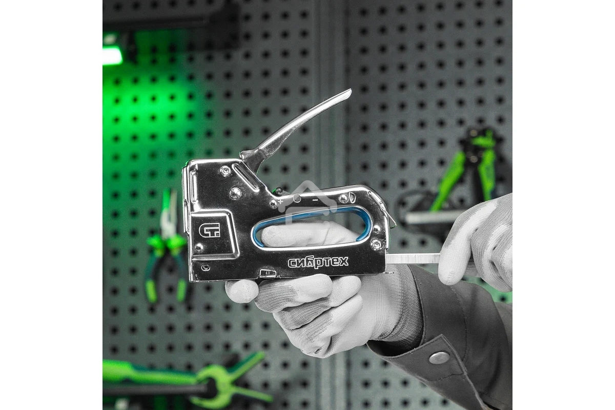 Степлер мебельный СИБРТЕХ, металлический, регулируемый, тип скобы 53, 4-14 мм СИБРТЕХ 40101