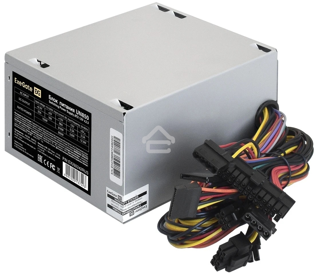 Блок питания ExeGate UN850 (EX292242RUS-S), 850Вт, 120мм, серебряный