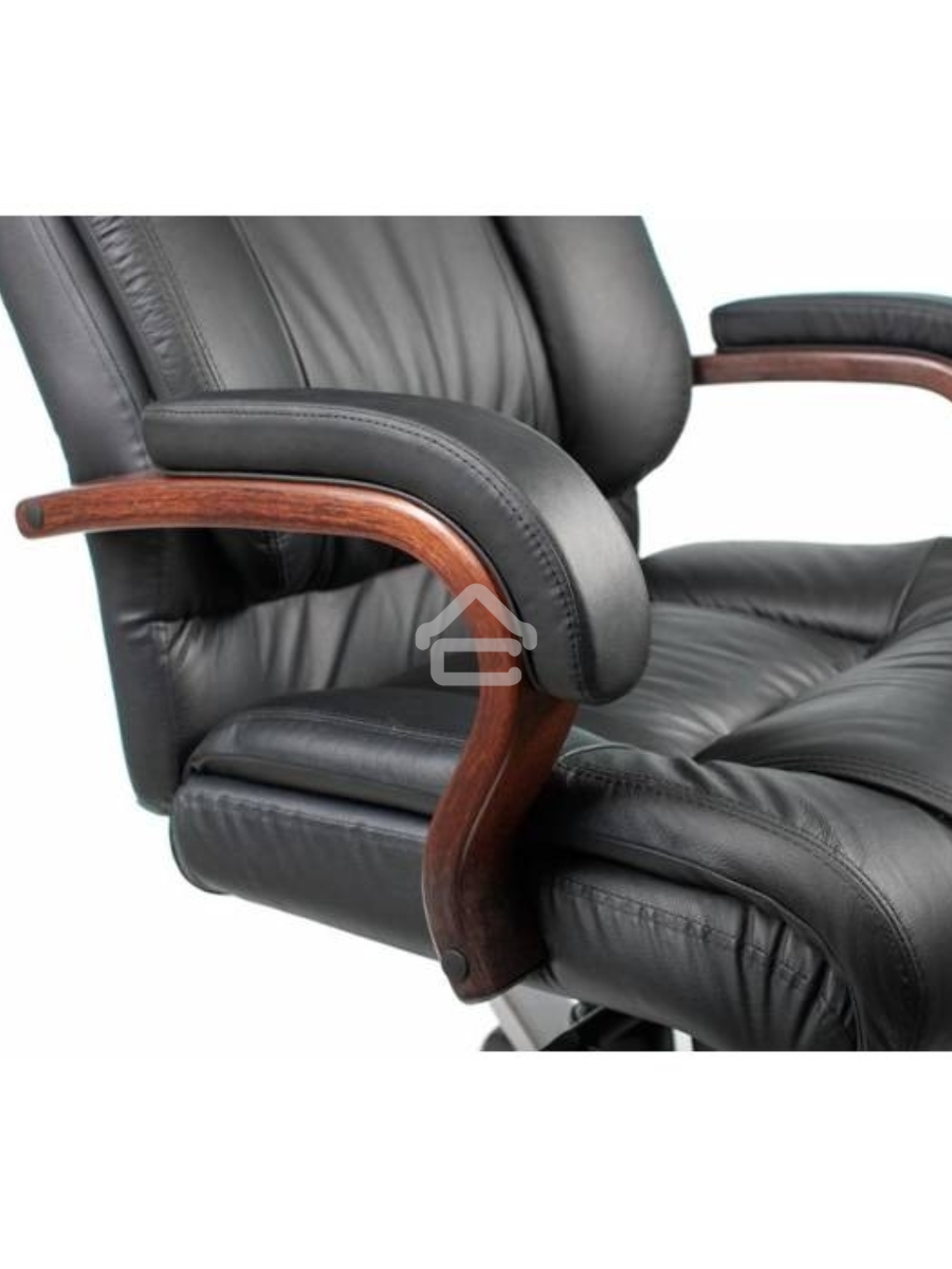 Кресло руководителя Бюрократ T-9925WALNUT/BLACK черный, кожа, крестовина дерево