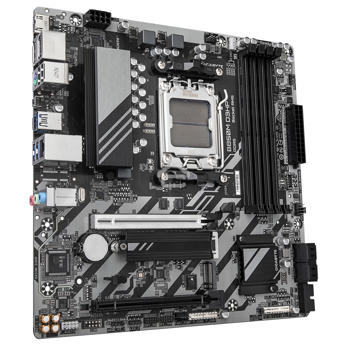 Материнская плата Gigabyte B850M D3HP, AM5, AMD B850, 4xDDR5, 4xSATA, 2xM.2, 1xPCIe 5.0 x16, 1xPCIe 3.0 x4, 1xHDMI, 2xDP, 1x 1Gb LAN, 3xUSB-A 3.2 Gen 1, 2xUSB-A 2.0, 1xUSB-C 3.2 Gen 1, 3x3.5 мм, 7.1, mATX