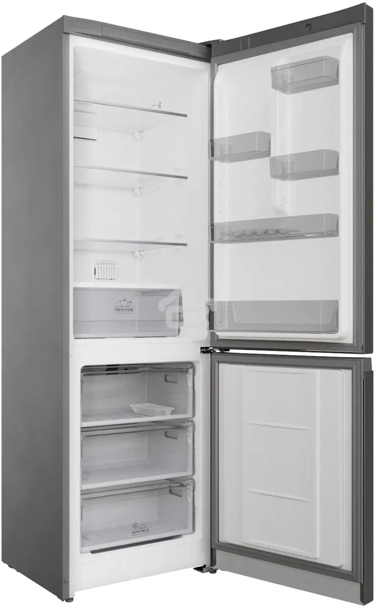 Холодильник Hotpoint HT 5180 MX нержавеющая сталь/серебристый двухкамерный 220/78 л морозилка снизу, No Frost