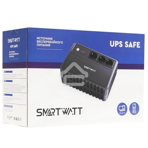 Источник бесперебойного питания SMARTWATT UPS SAFE 1000 черный, 1000/600 ВА/Вт, линейно-интерактивный, напольный, LED индикация, Shuko CEE7/4 - 3 шт.