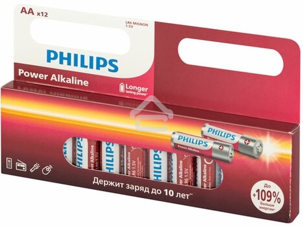 Элемент питания алкалиновый AA/LR6 1.5В Power (блист. 12шт) Philips Б0064661