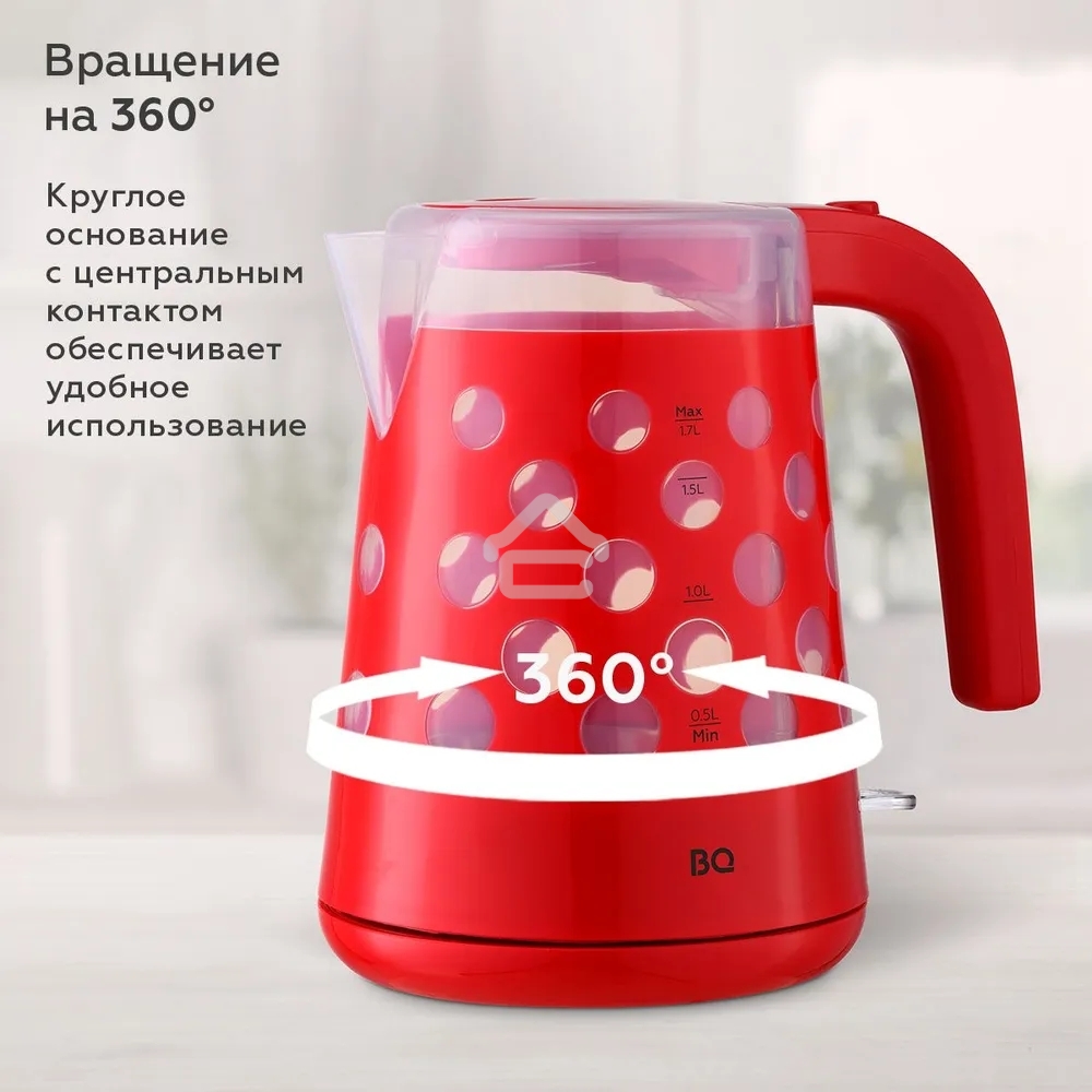 Чайник BQ KT1713P Red. Мощность:2200 Вт, Объем 1,7л, LED подсветка