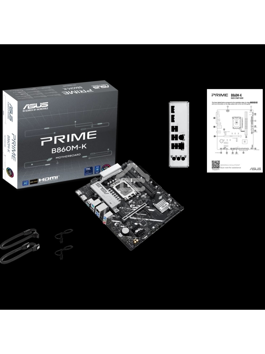 Материнская плата ASUS PRIME B860M-K, LGA 1851, Intel B860, 2xDDR5, 4xSATA, 2xM.2, 1xPCIe 4.0 x16, 2xPCIe 4.0 x1, 1xHDMI, 1xDP, 1x 2.5Gb LAN, 1xUSB-A 10Gbps, 3xUSB-A 5Gbps, 3xUSB-A 2.0, 3x3.5 мм, 7.1, mATX