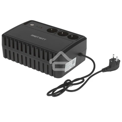 Источник бесперебойного питания SMARTWATT UPS SAFE 1000 черный, 1000/600 ВА/Вт, линейно-интерактивный, напольный, LED индикация, Shuko CEE7/4 - 3 шт.