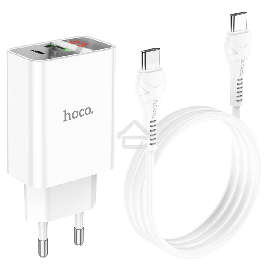 Сетевое зарядное устройство HOCO (6931474769824) C100Aaa 1USB+1Type-C 3.0A QC3.0 PD 20W, White
