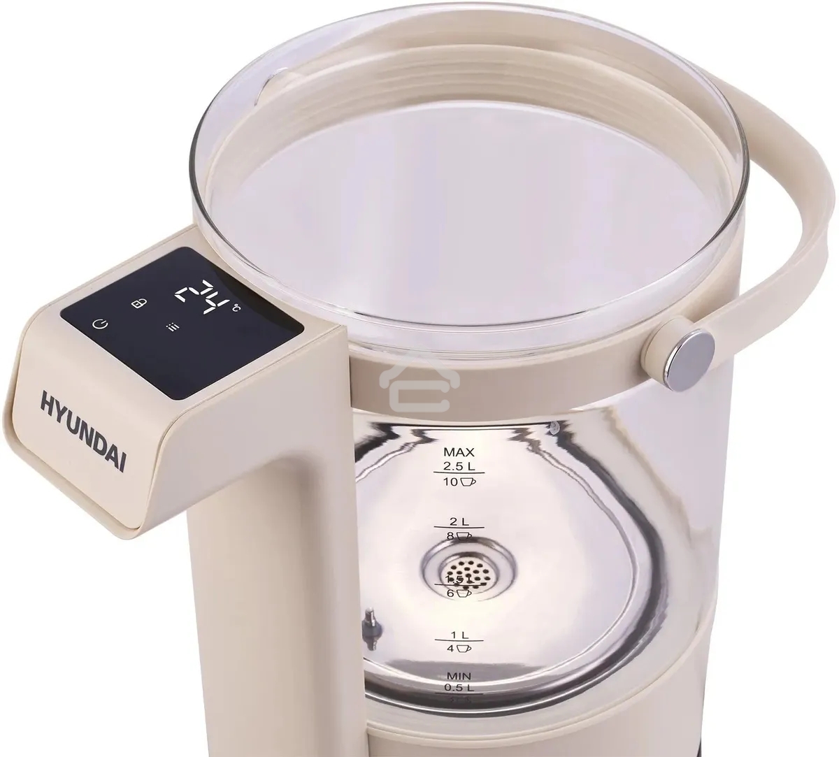 Чайник электрический Hyundai HYK-G7700 2.5 л, 2200 Вт, кремовый/черный корпус: стекло
