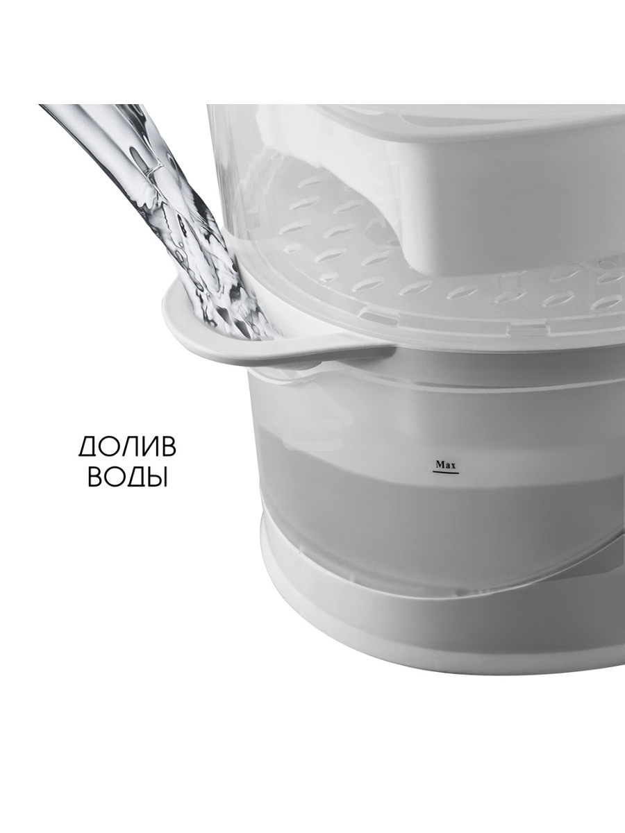 Пароварка электрическая Endever Vita-177, белый, мощность 1000 Вт, объем 9 л, таймер 60 минут, двойная защита, 4 шт./уп.