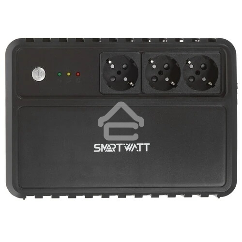 Источник бесперебойного питания SMARTWATT UPS SAFE 1000 черный, 1000/600 ВА/Вт, линейно-интерактивный, напольный, LED индикация, Shuko CEE7/4 - 3 шт.