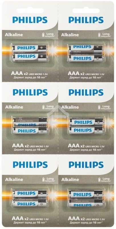 Элемент питания алкалиновый AAA/LR03 1.5В Entry отрывной набор (блист. 12шт) Philips Б0064646