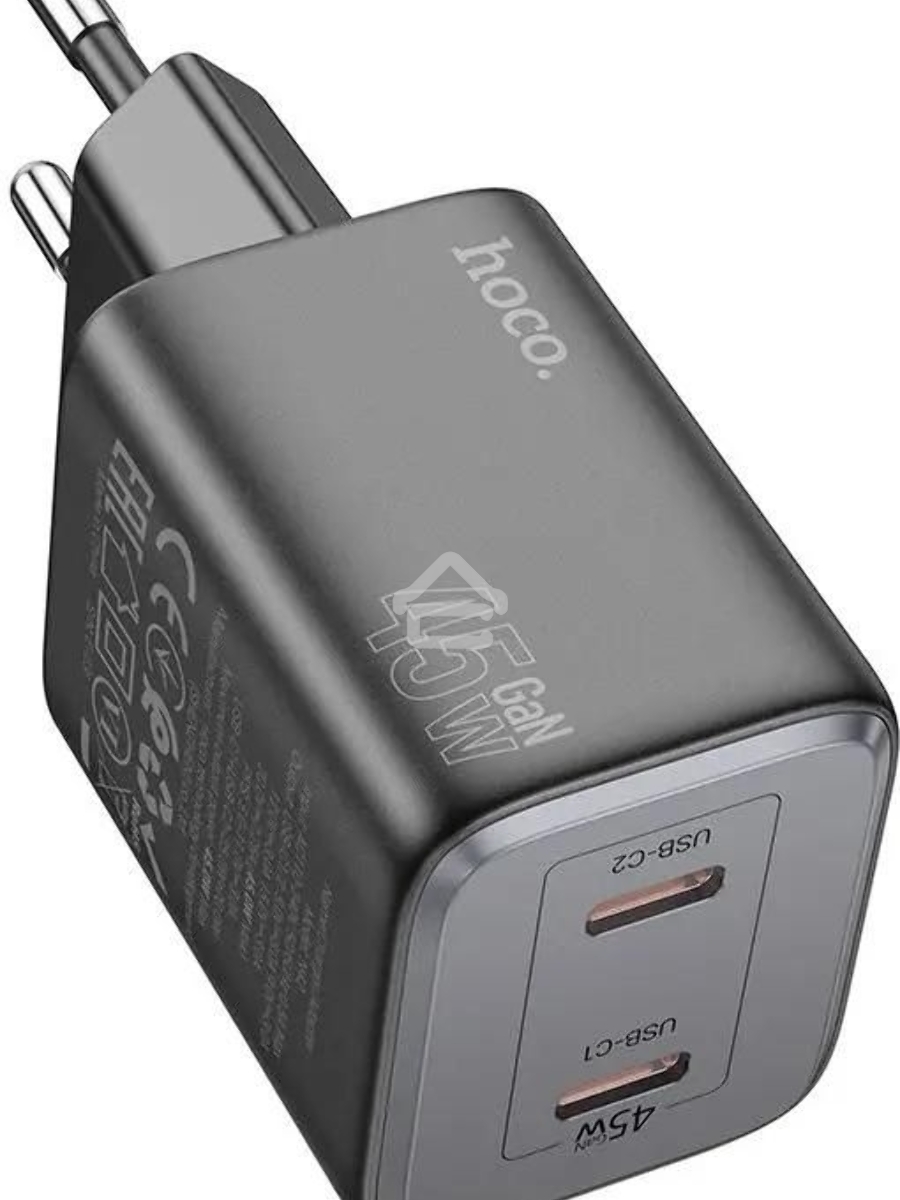 Сетевое зарядное устройство Hoco N42 Elogiado 45W 3A+2.25A (PD+QC+AFC) 2xUSB type-C универсальное черный
