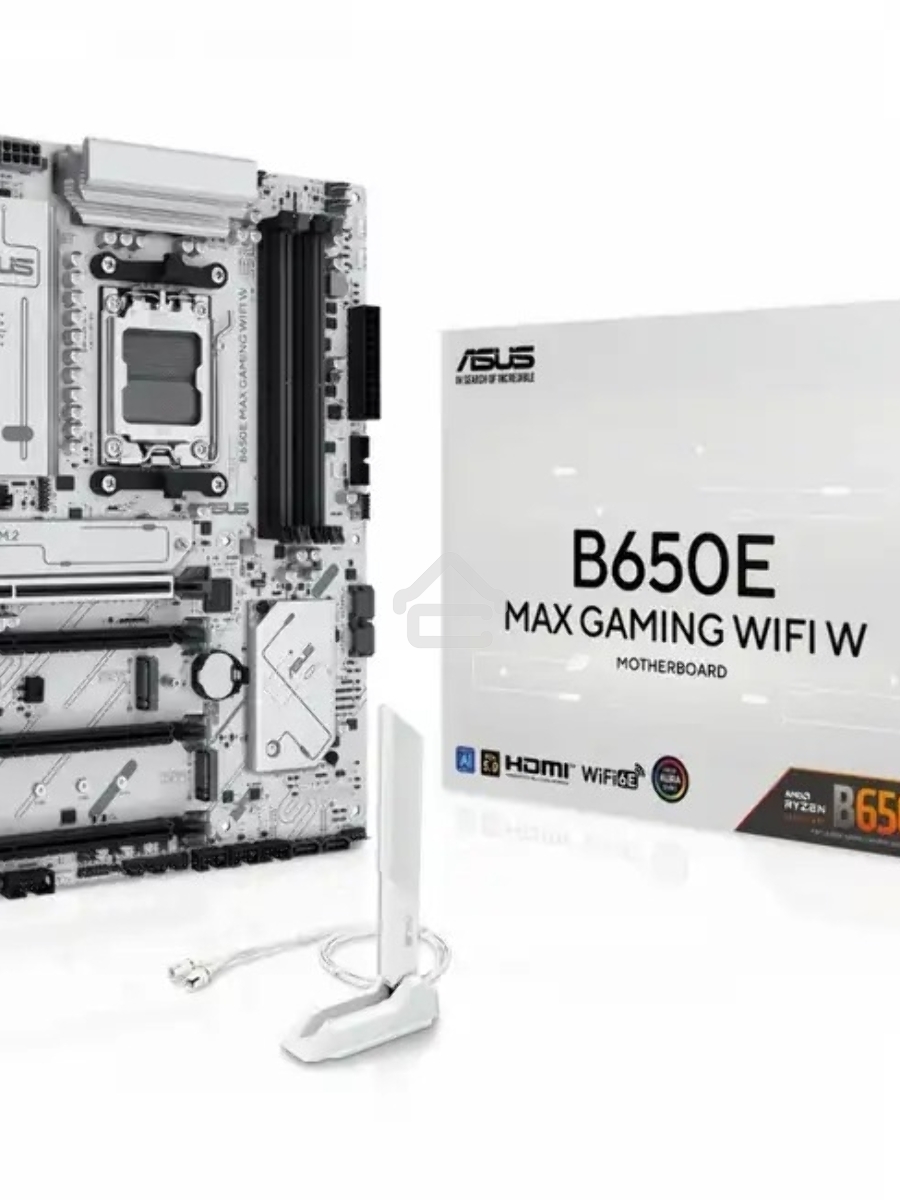 Материнская плата ASUS B650E MAX GAMING WIFI W, AM5, AMD B650, 4xDDR5, 4xSATA, 3xM.2, 1xPCIe 5.0 x16, 1xPCIe 4.0 x4, 2xPCIe 3.0 x1, 1xDP, 1xHDMI, 1x2.5Gb LAN, Wi-Fi 6E, Bluetooth 5.3, 1xUSB-C 10Gbps, 3xUSB-A 10Gbps, 2xUSB-A 5Gbps, 2xUSB-A 2.0, 3x3.5 мм, 7