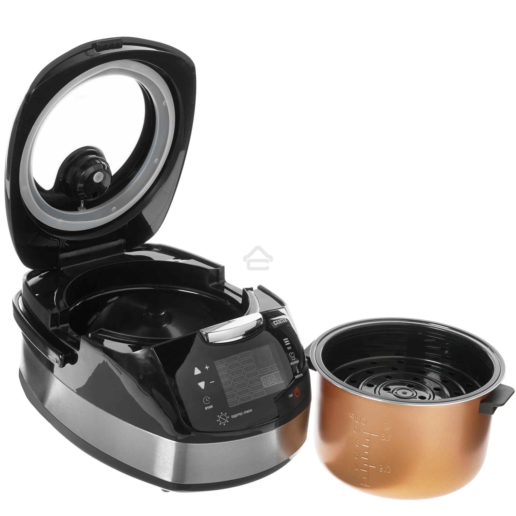 Мультиварка Centek CT-1472 Ceramic черный/сталь, 860 Вт, 5.0 л, LED, 21 программа