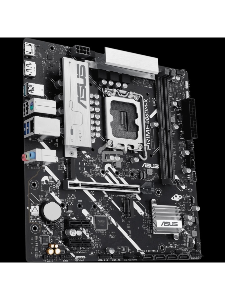 Материнская плата ASUS PRIME B860M-K, LGA 1851, Intel B860, 2xDDR5, 4xSATA, 2xM.2, 1xPCIe 4.0 x16, 2xPCIe 4.0 x1, 1xHDMI, 1xDP, 1x 2.5Gb LAN, 1xUSB-A 10Gbps, 3xUSB-A 5Gbps, 3xUSB-A 2.0, 3x3.5 мм, 7.1, mATX