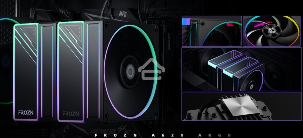 Устройство охлаждения(кулер) ID-Cooling Frozn A620 ARGb черный 120мм алюминий+медь 2000rpm 30db 4-pin 270W 154мм