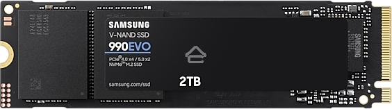 Накопитель SSD Samsung 990 EVO, 2000Gb, PCIe 4.0 x4, M.2 2280, NVMe, R/W 5000/4200