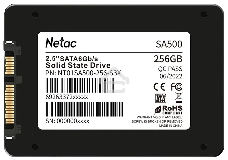Накопитель SSD Netac SA500, 256Gb, SATA III, 2.5