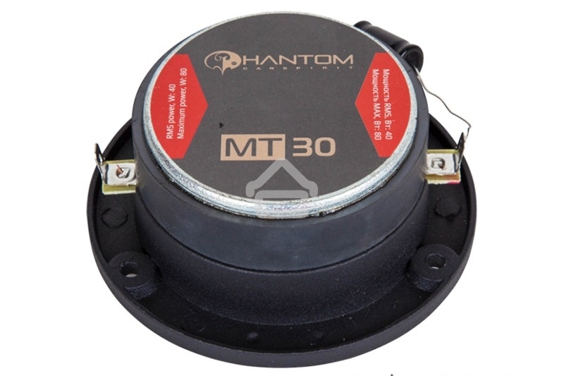 Колонки автомобильные Phantom MT30, 80Вт, 98дБ, 4Ом, 2.5 см, без решетки (1 дюйм) (ком.:2 кол.)