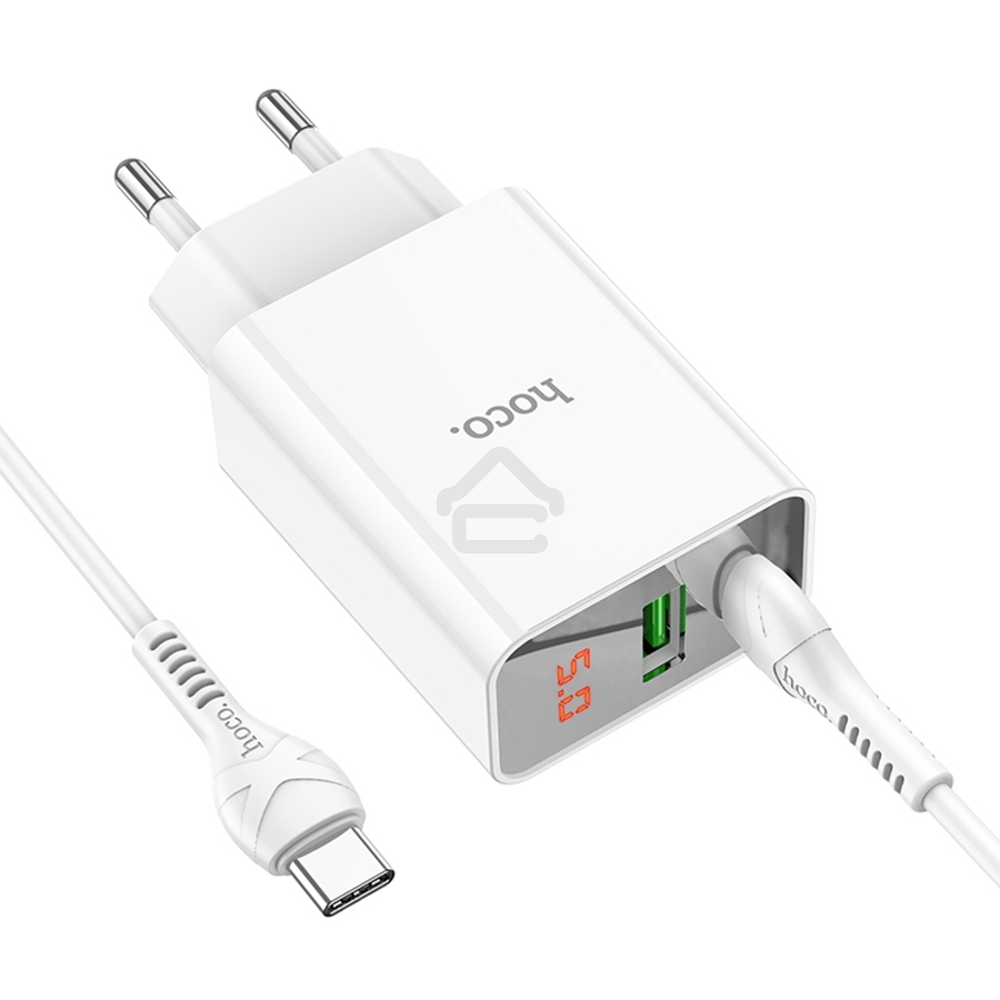 Сетевое зарядное устройство HOCO (6931474769824) C100Aaa 1USB+1Type-C 3.0A QC3.0 PD 20W, White