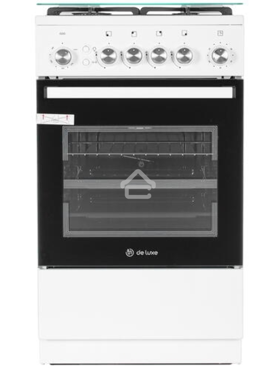 Плита газовая De Luxe 5040.40Г (КР) ЧР белый, конфорок 4 шт, духовка 46 л, 50 см x 85 см x 50 см
