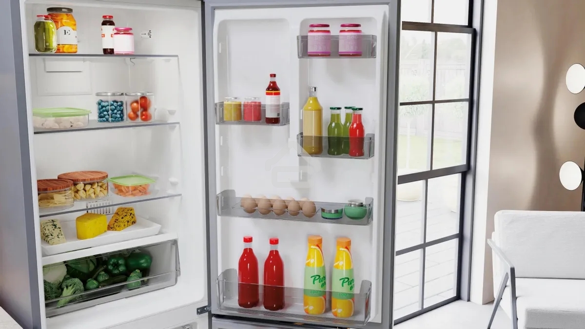 Холодильник Hotpoint HT 5180 MX нержавеющая сталь/серебристый двухкамерный 220/78 л морозилка снизу, No Frost