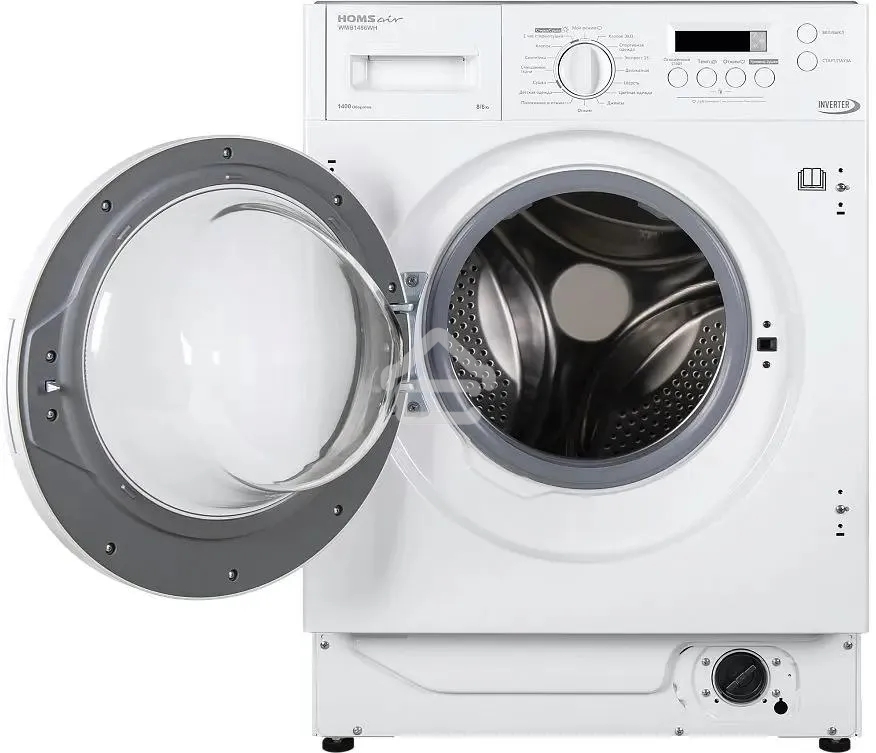 Встраиваемая стиральная машина HOMSair WMB1486WH белый, загрузка фронтальная 8 кг, 6 кг - сушка, 1400 об/мин, класс: A