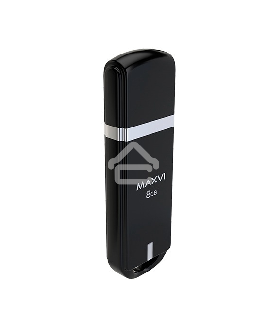 Флешка USB R/W Maxvi P3 8GB USB 2.0 black, монолит с колпачком, ABS пластик