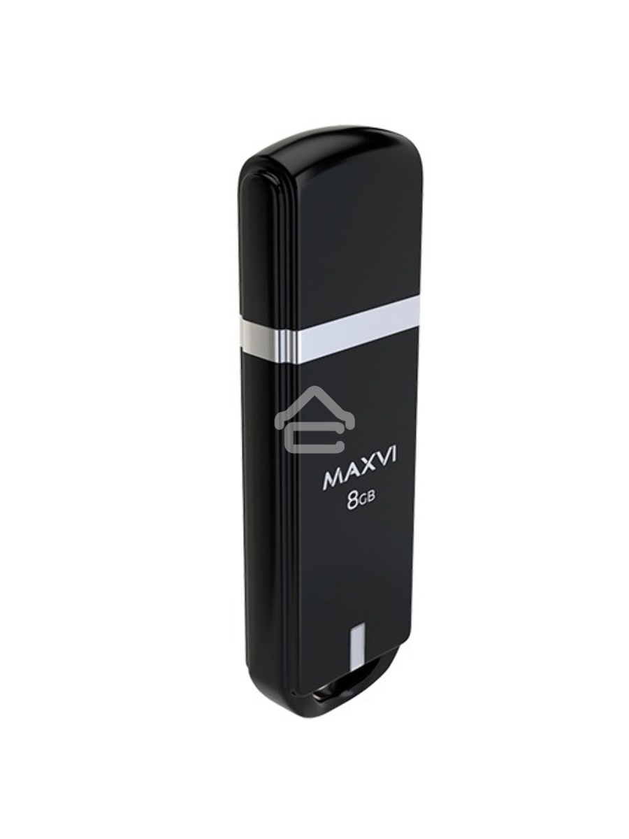 Флеш диск Maxvi P3 8GB USB 2.0 black, монолит с колпачком, ABS пластик