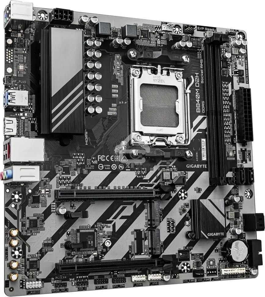 Материнская плата Gigabyte B840M D2H, AM5, AMD B840, 2xDDR5, 4xSATA, 2xM.2, 1xPCIe 4.0 x16, 1xPCIe 3.0 x4, 1xHDMI, 1x2.5Gb LAN, 2xUSB-A 5Gbps, 8xUSB-A 2.0, 3x3.5 мм, 7.1, mATX