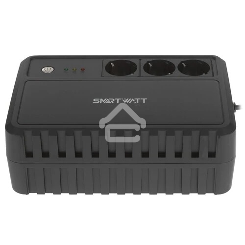 Источник бесперебойного питания SMARTWATT UPS SAFE 1000 черный, 1000/600 ВА/Вт, линейно-интерактивный, напольный, LED индикация, Shuko CEE7/4 - 3 шт.