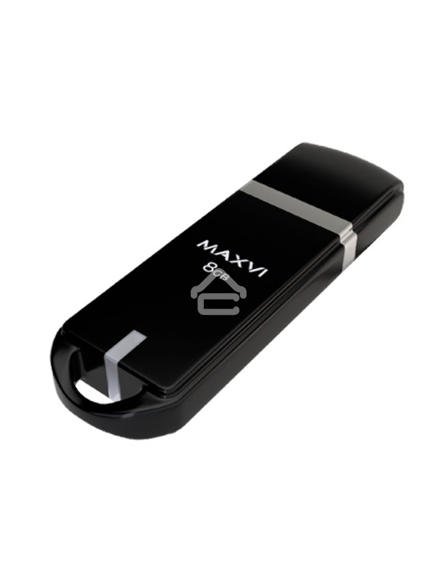 Флеш диск Maxvi P3 8GB USB 2.0 black, монолит с колпачком, ABS пластик