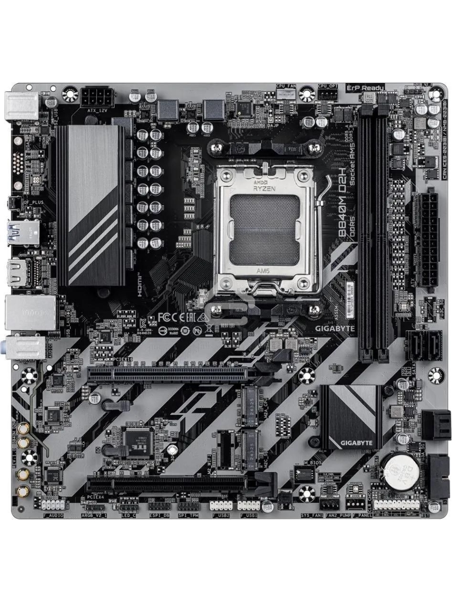Материнская плата Gigabyte B840M D2H, AM5, AMD B840, 2xDDR5, 4xSATA, 2xM.2, 1xPCIe 4.0 x16, 1xPCIe 3.0 x4, 1xHDMI, 1x2.5Gb LAN, 2xUSB-A 5Gbps, 8xUSB-A 2.0, 3x3.5 мм, 7.1, mATX