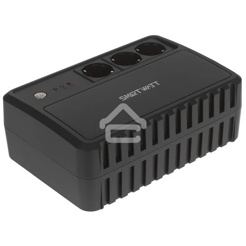 Источник бесперебойного питания SMARTWATT UPS SAFE 1000 черный, 1000/600 ВА/Вт, линейно-интерактивный, напольный, LED индикация, Shuko CEE7/4 - 3 шт.
