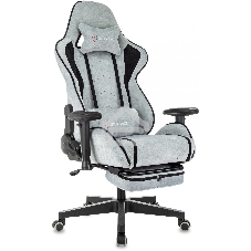 Кресло игровое Zombie Drift/F серо-голубой/черный, крестов. пластик, подст. для ног