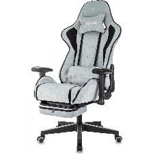 Кресло игровое Zombie Drift/F серо-голубой/черный, крестов. пластик, подст. для ног