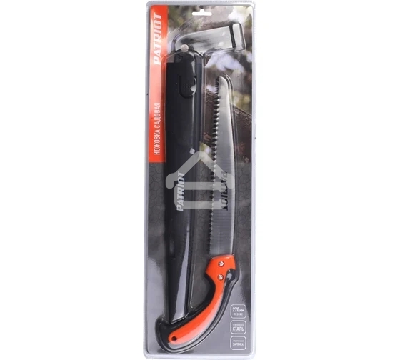 Ножовка садовая Patriot SP-270, нескладная, ножны, лезвие (япон.стальSK5,270 мм,7TPI), PP+TPR-ручка